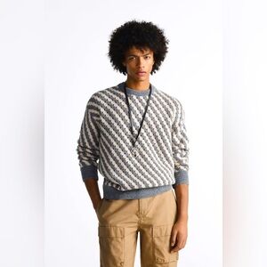 Zara OPENWORK STRIPED SWEATER new without tags size L